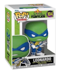 TOY RESCUE: TMNT X Power Rangers Funko Pop! Leonardo (Blue Ranger) (2022 Summer Convention) (Shared Sticker) #104 (Non-Mint)