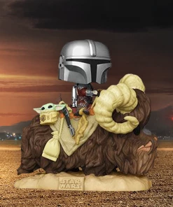 Star Wars: The Mandalorian Funko Pop! Deluxe Mandalorian On Bantha With Child In Bag #416